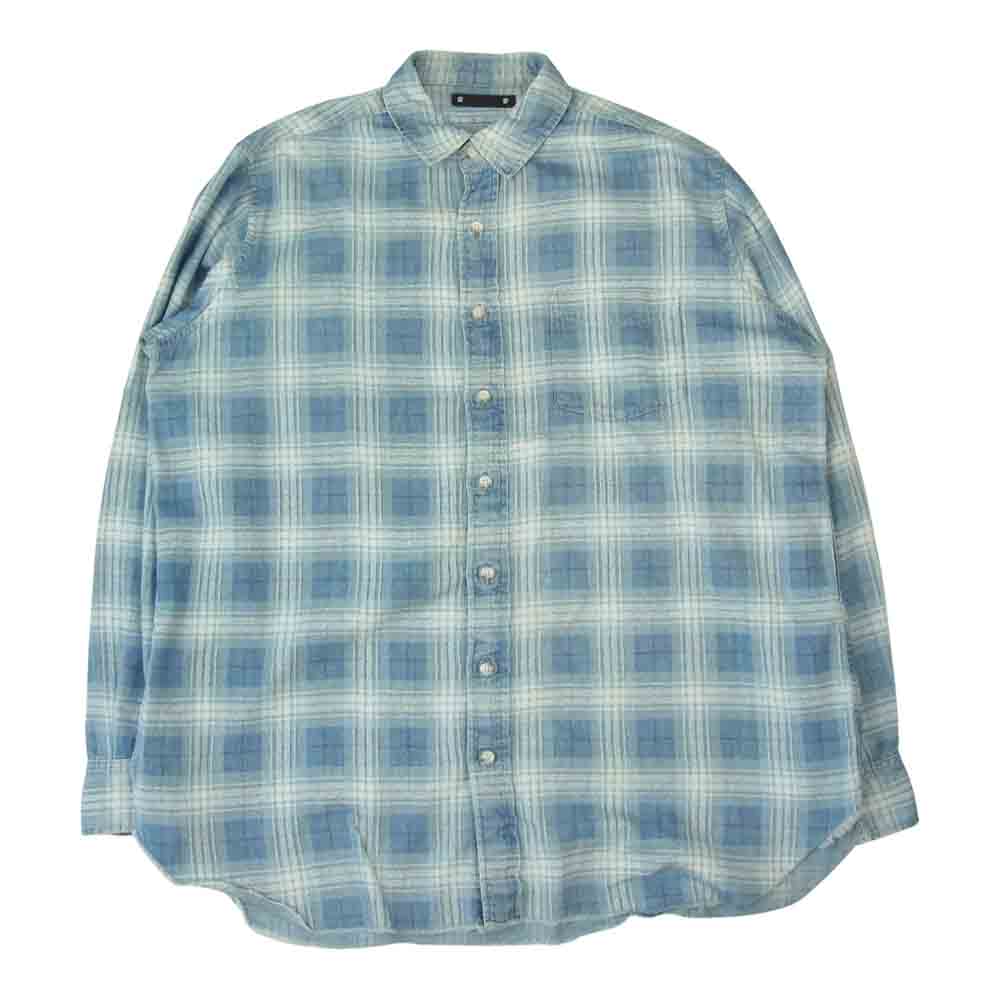 MINEDENIM マインデニム 19SS 1903-5003-87-012 DENIM CHECK PRINT LOOSE SH デニム チェック 長袖 シャツ インディゴブルー系 1【中古】