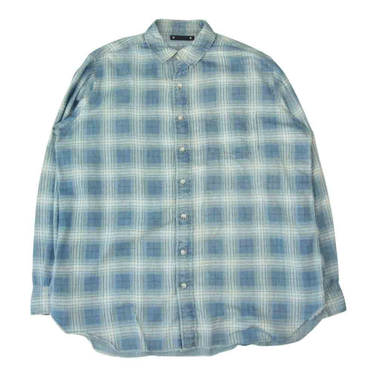 MINEDENIM マインデニム 19SS 1903-5003-87-012 DENIM CHECK PRINT LOOSE SH デニム チェック 長袖 シャツ インディゴブルー系 1【中古】