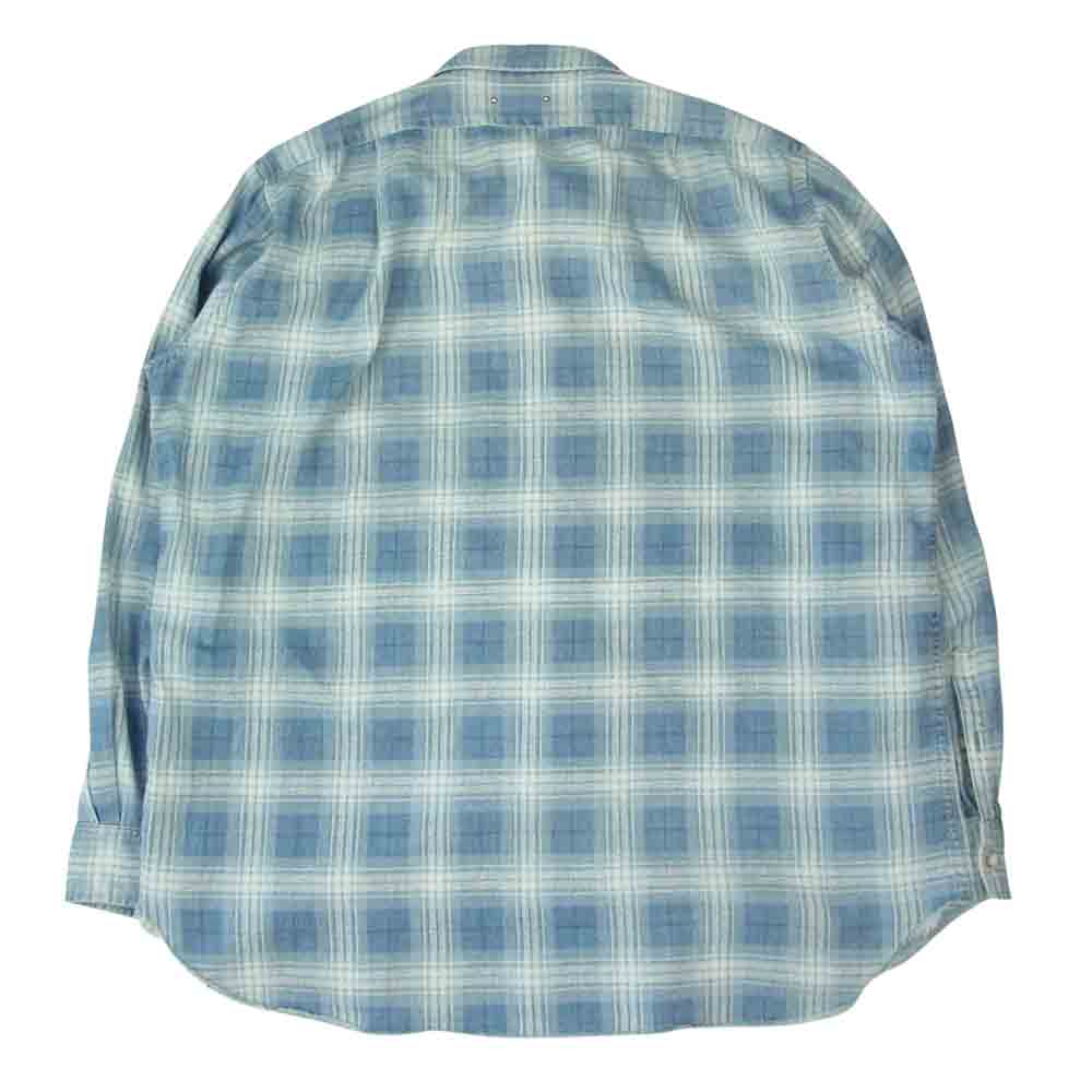MINEDENIM マインデニム 19SS 1903-5003-87-012 DENIM CHECK PRINT LOOSE SH デニム チェック 長袖 シャツ インディゴブルー系 1【中古】