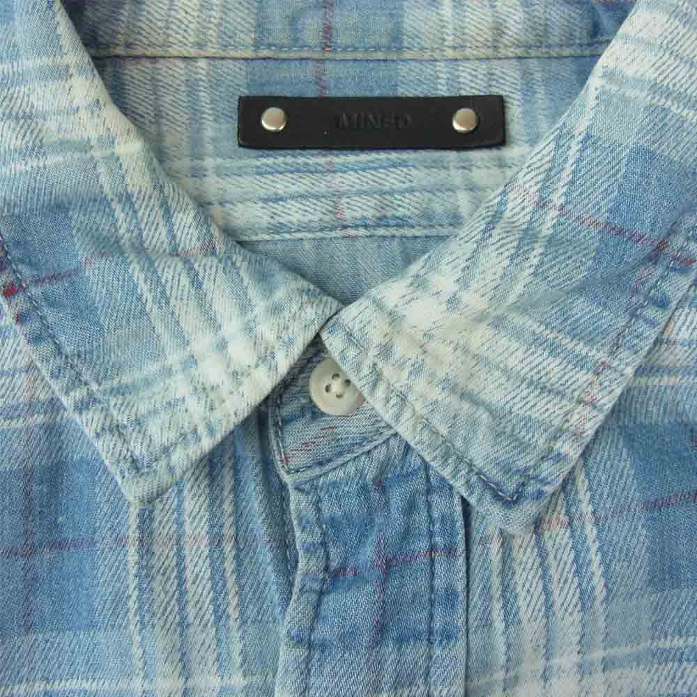 MINEDENIM マインデニム 19SS 1903-5003-87-012 DENIM CHECK PRINT LOOSE SH デニム チェック 長袖 シャツ インディゴブルー系 1【中古】
