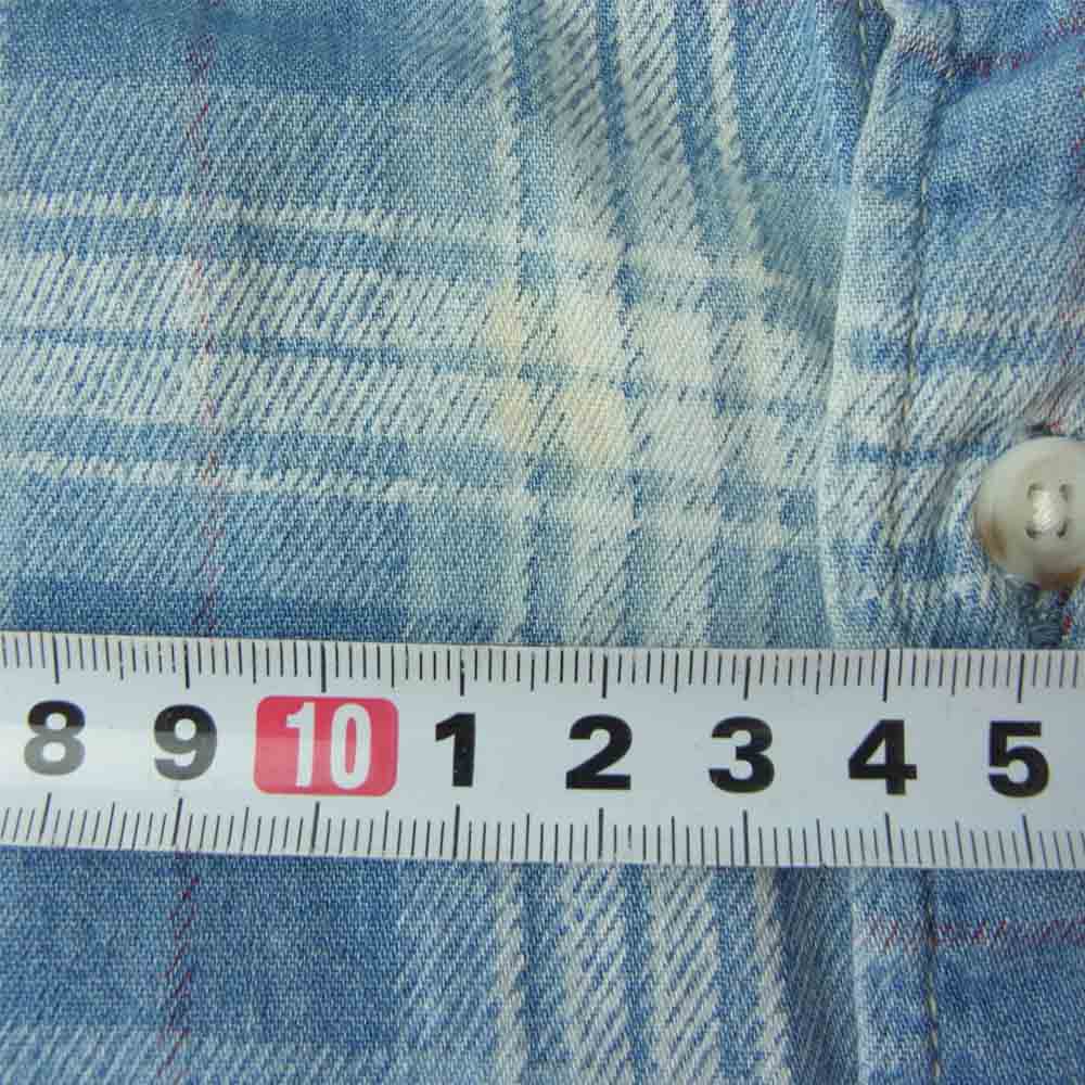 MINEDENIM マインデニム 19SS 1903-5003-87-012 DENIM CHECK PRINT LOOSE SH デニム チェック 長袖 シャツ インディゴブルー系 1【中古】