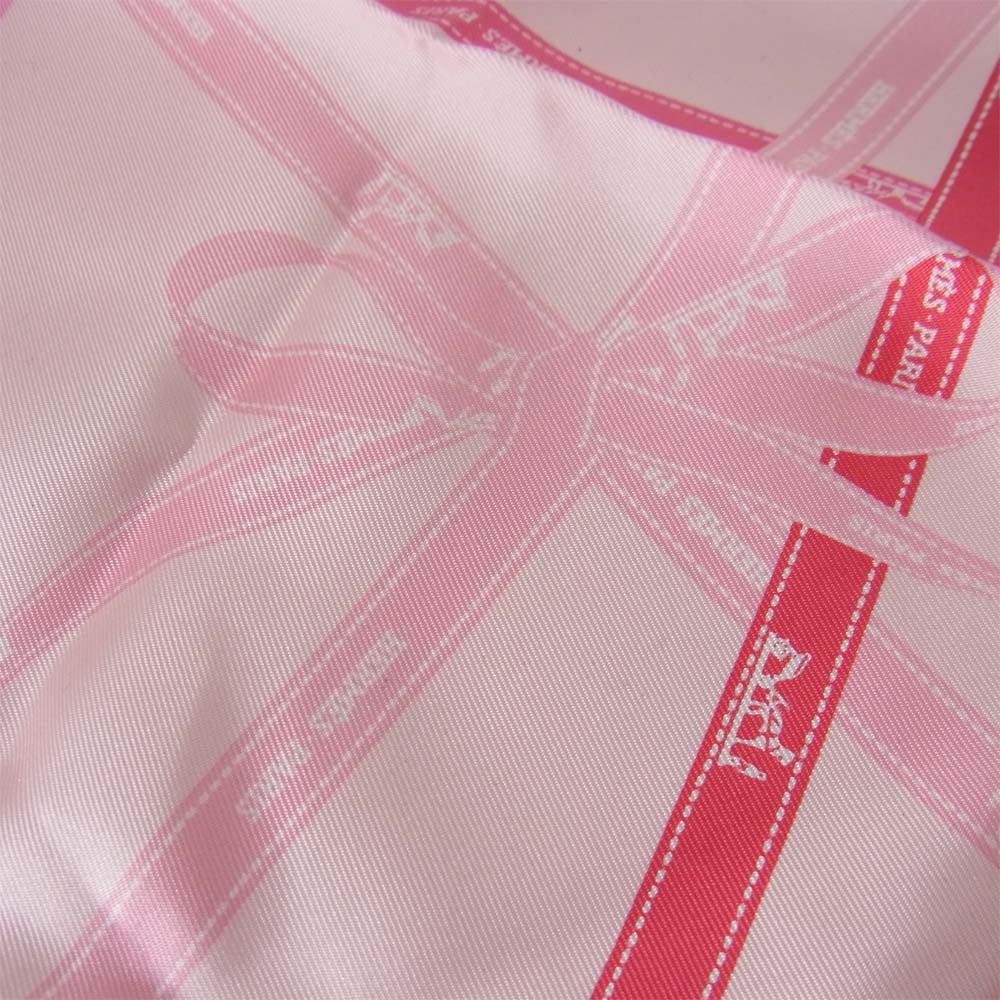 HERMES エルメス カレ40 ボルデュック リボン 100％シルク スカーフ ピンク系【中古】