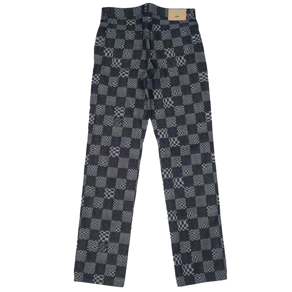 LOUIS VUITTON ルイ・ヴィトン 1A8X7P 国内正規品 ディストーテッド ダミエ デニムパンツ 33【極上美品】【中古】