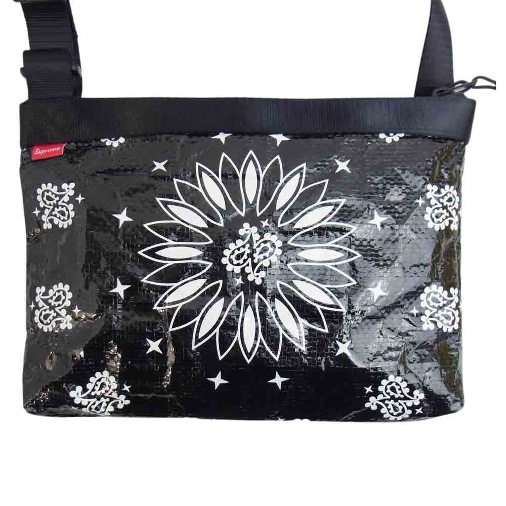 Supreme シュプリーム 21SS bandana tarp side bag バンダナ柄 ショルダーバッグ サコッシュ ブラック系【中古】