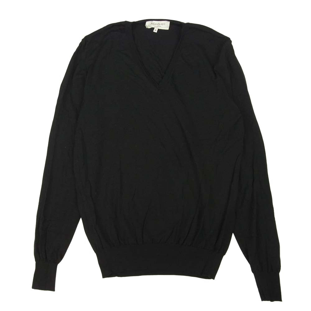 SAINT LAURENT サンローラン 141663 X1084 国内正規品 Vネック セーター ニット ブラック系 M【中古】