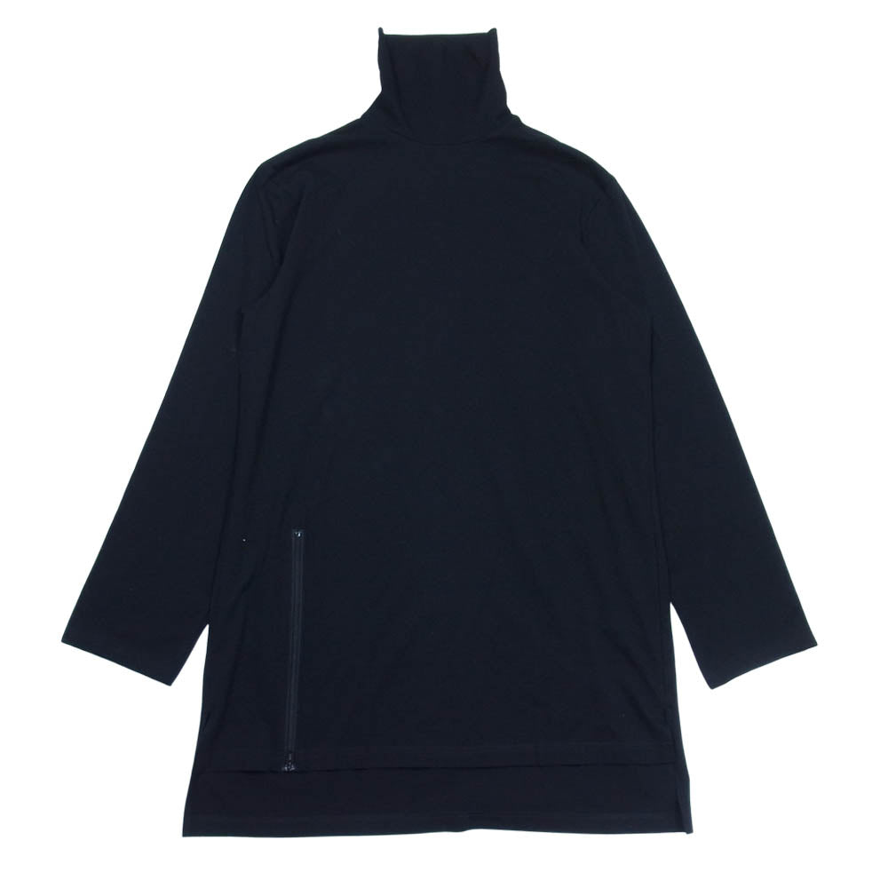 Yohji Yamamoto ヨウジヤマモト GroundY GM-T18-040 Cotton Jersey Zipper Opened Big Turtleneck Cut Sew グラウンドワイ ジッパー タートルネック ビッグ カットソー ブラック系 3【美品】【中古】