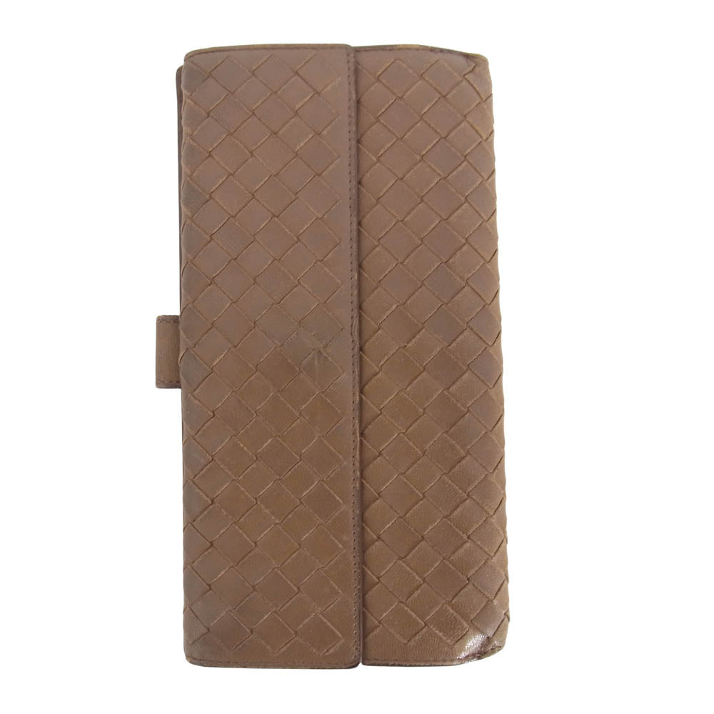 BOTTEGAVENETA ボッテガヴェネタ 134075 イントレチャート ラムスキン レザー ウォレット ブラウン系【中古】