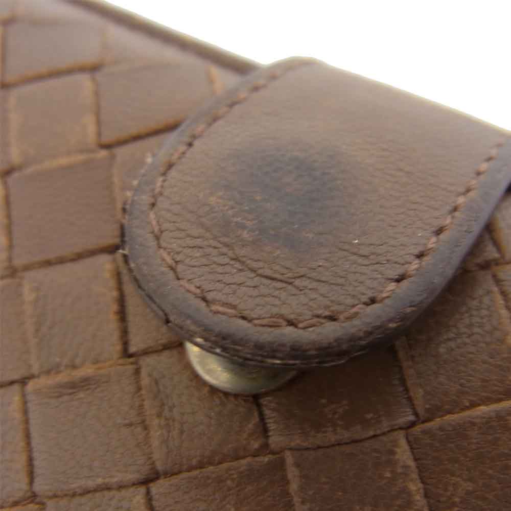 BOTTEGAVENETA ボッテガヴェネタ 134075 イントレチャート ラムスキン レザー ウォレット ブラウン系【中古】