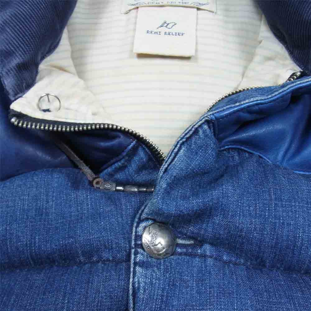 REMI RELIEF レミレリーフ × BEAMS PLUS 別注 デニム ダウンベスト インディゴブルー系 L【中古】