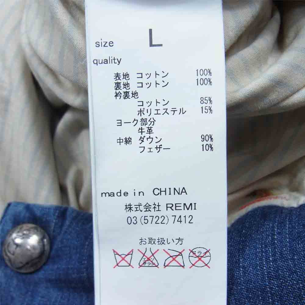 REMI RELIEF レミレリーフ × BEAMS PLUS 別注 デニム ダウンベスト インディゴブルー系 L【中古】