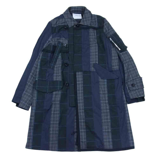 Sacai サカイ 21SS 21-02479M 異素材 切替 パッチワーク 再構築 コート グレー系 2【中古】