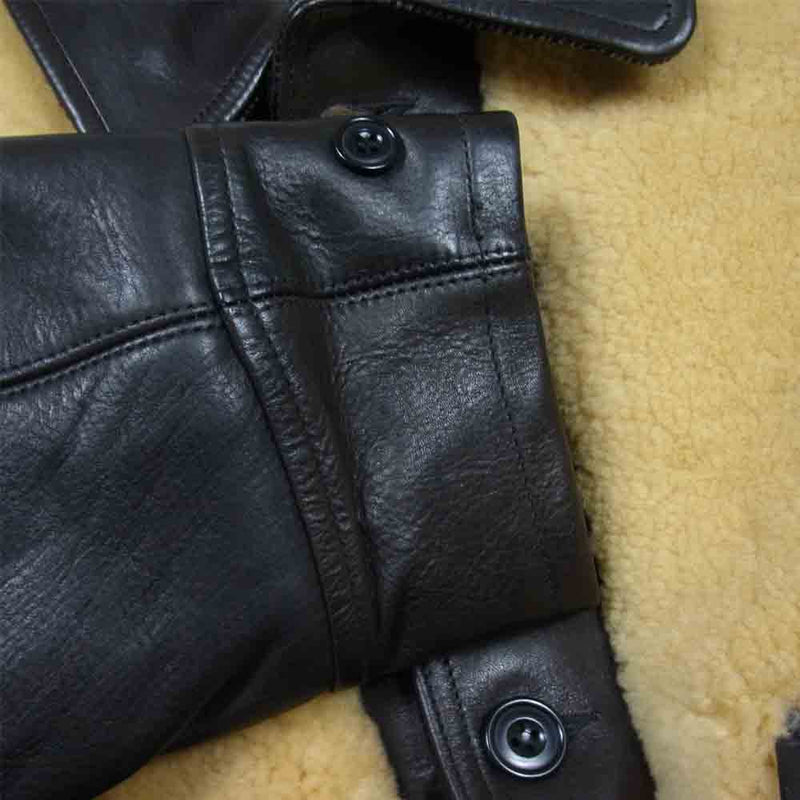 HELLER'S CAF ヘラーズカフェ Sheepskin Horsehide Grizzly Sports Jaket グリズリー ジャケット  熊ジャン ブラック系 38【美品】【中古】