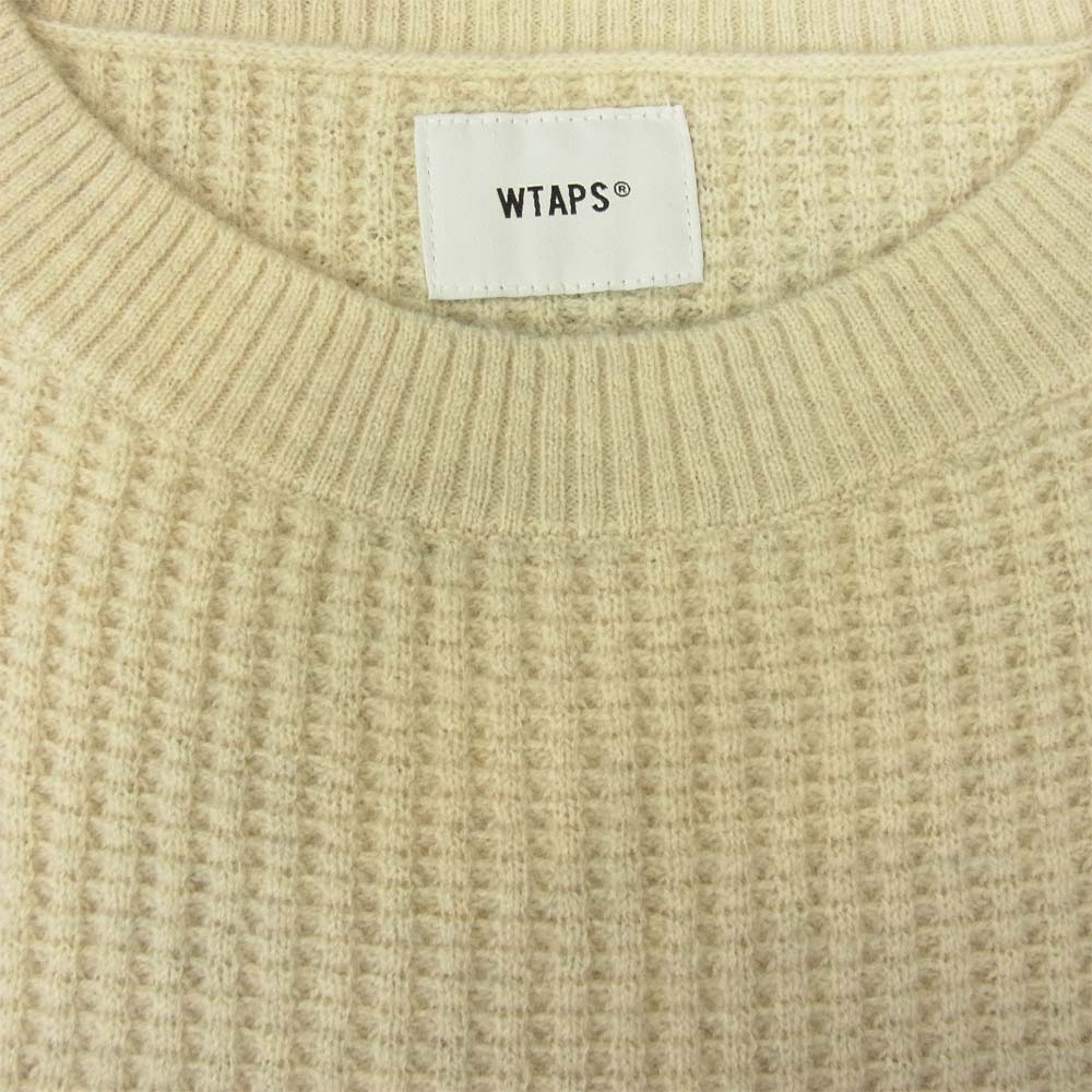 WTAPS ダブルタップス 19AW 192MADT-KNM04 WAFFLE SWEATER WOOL ワッフル ウール セーター オフホワイト系 3【美品】【中古】