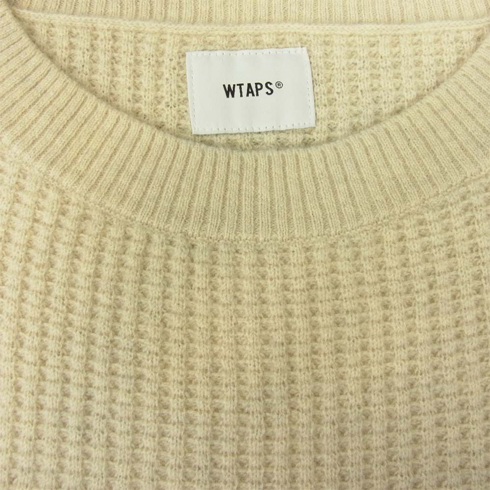 WTAPS ダブルタップス 19AW 192MADT-KNM04 WAFFLE SWEATER WOOL ワッフル ウール セーター オフホワイト系  3【美品】【中古】