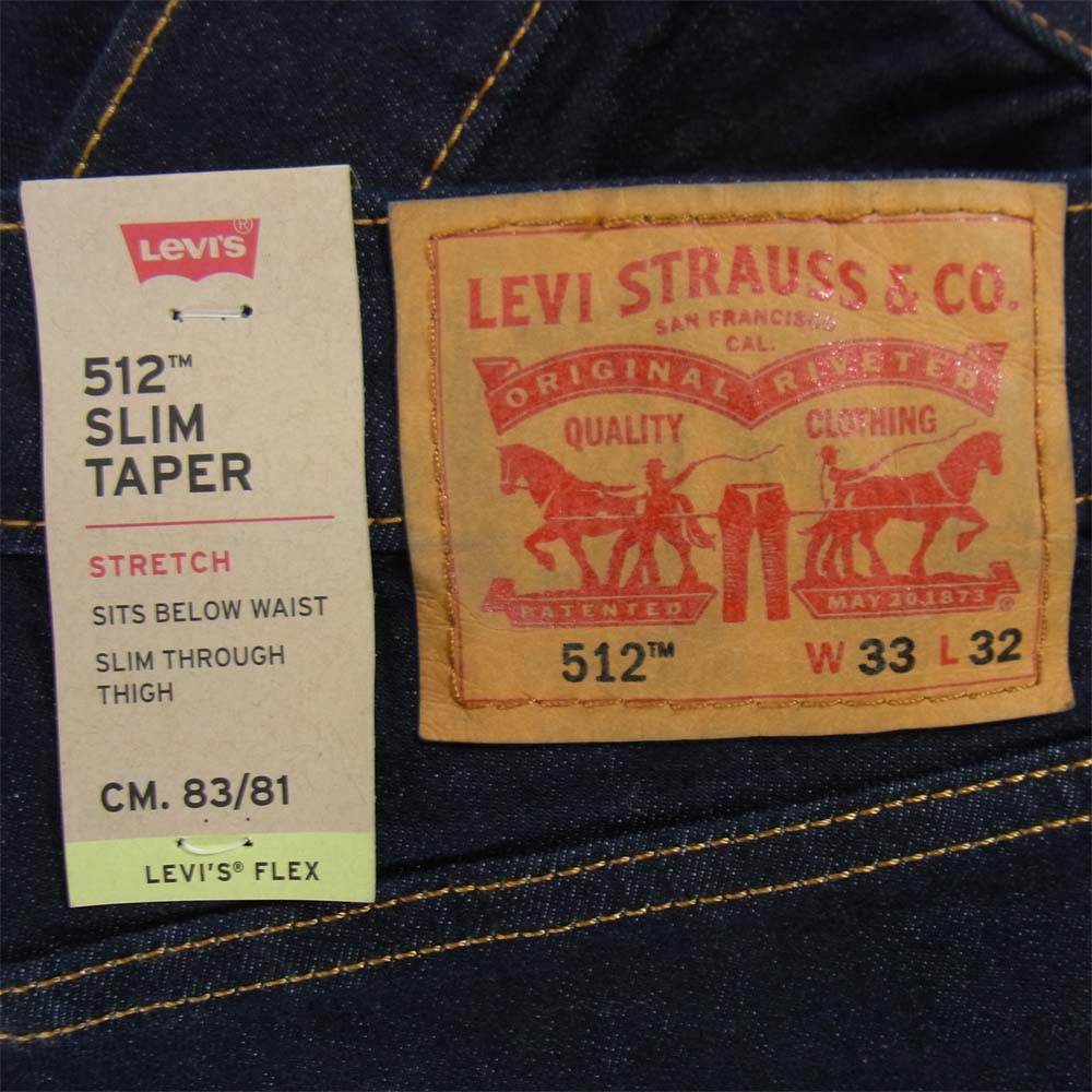 Levi's リーバイス 512 SLIM TAPER スリム テーパード デニム インディゴブルー系 33【新古品】【未使用】【中古】