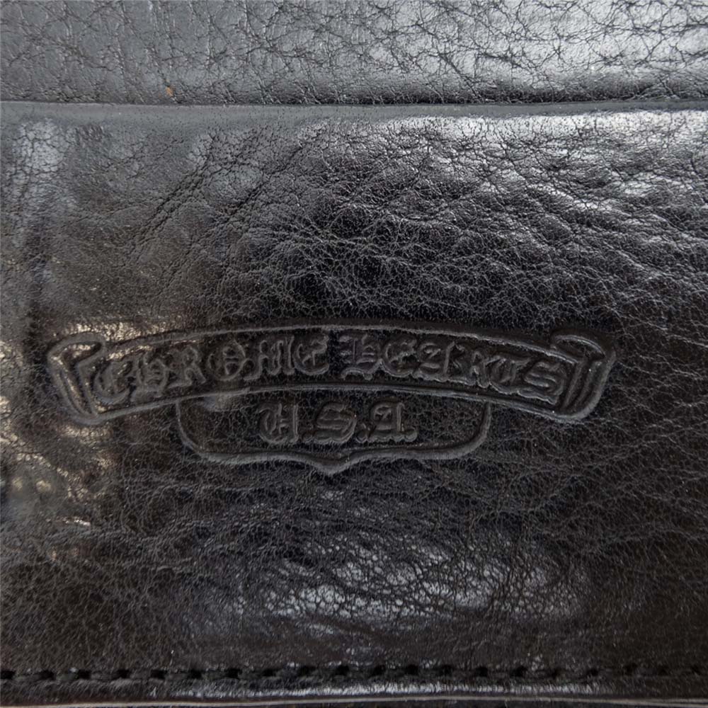 CHROME HEARTS クロムハーツ（原本無） WAVE WALLET クロスボール ボタン ウェーブ レザー ウォレット ブラック系【中古】