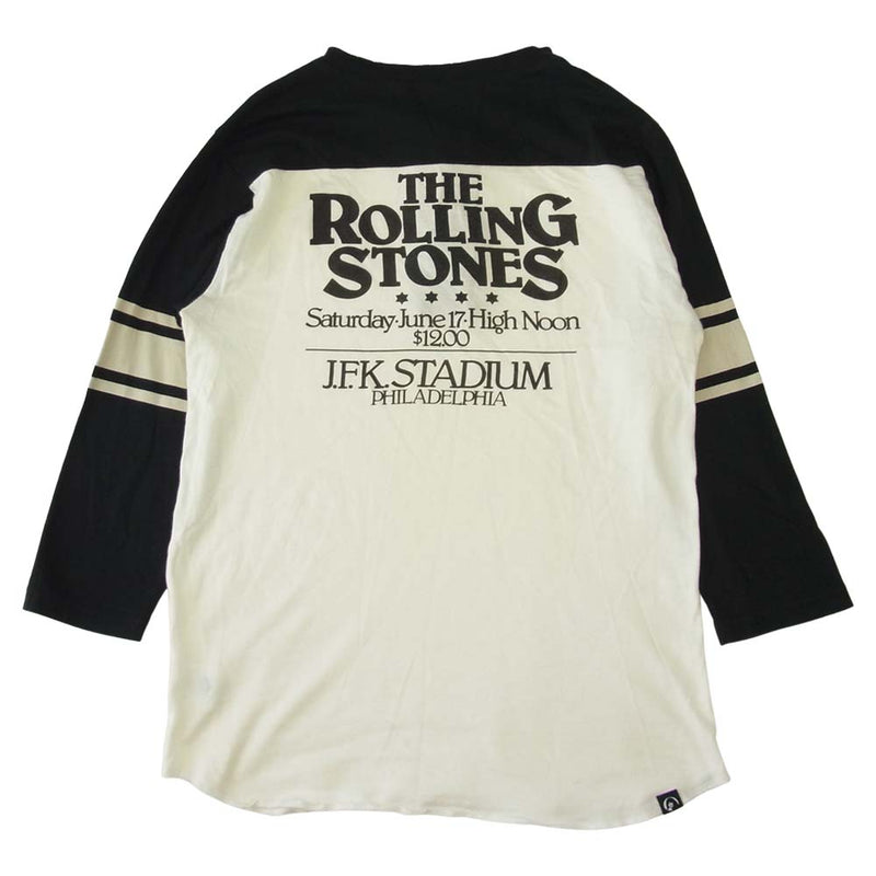 HYSTERIC GLAMOUR ヒステリックグラマー The Rolling Stones ローリングストーンズ ヘンリーネック バックロゴ 七分丈 カットソー ホワイト系 S【中古】