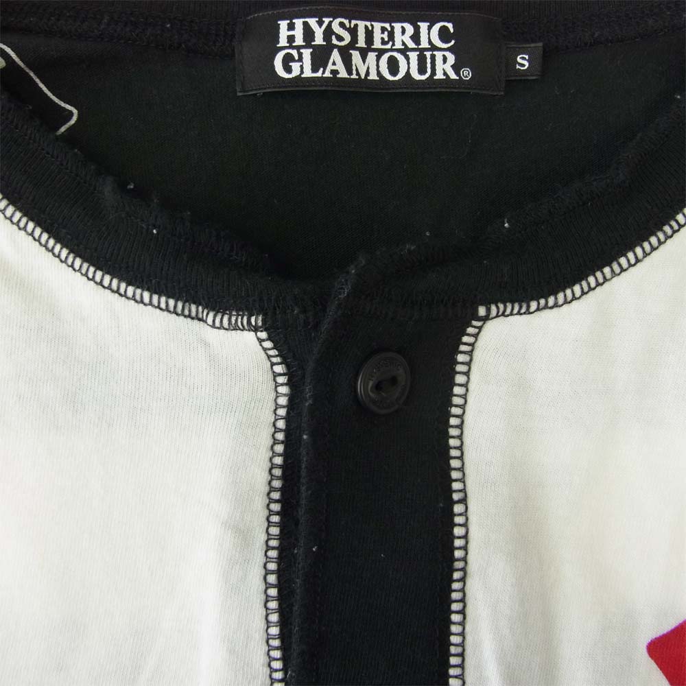 HYSTERIC GLAMOUR ヒステリックグラマー The Rolling Stones ローリングストーンズ ヘンリーネック バックロゴ 七分丈 カットソー ホワイト系 S【中古】