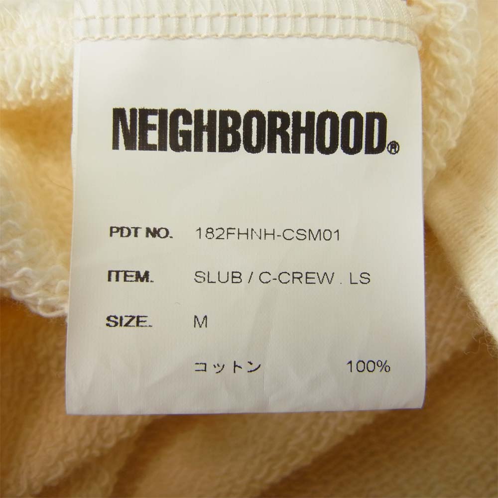NEIGHBORHOOD ネイバーフッド 18AW 182FHNH-CSM01 SLUB / C-CREW . LS ロゴ スウェット クルーネック トレーナー ホワイト系 M【中古】