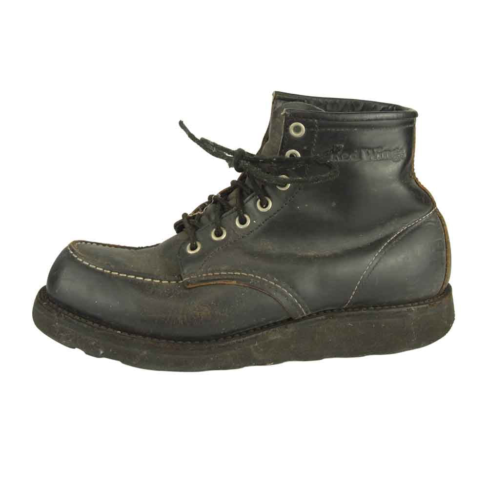 RED WING レッドウィング 刺繍羽タグ アイリッシュセッター モックトゥ ワーク ブーツ ブラック系【中古】