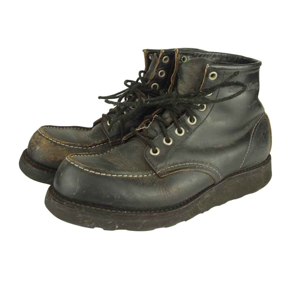 RED WING レッドウィング 刺繍羽タグ アイリッシュセッター モックトゥ ワーク ブーツ ブラック系【中古】