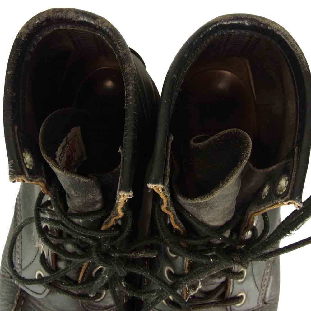 RED WING レッドウィング 刺繍羽タグ アイリッシュセッター モックトゥ ワーク ブーツ ブラック系【中古】