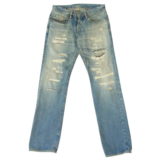 HYSTERIC GLAMOUR ヒステリックグラマー 0293AP06 HR加工 ハードリメイク スタッズ デニムパンツ インディゴブルー系 28【中古】