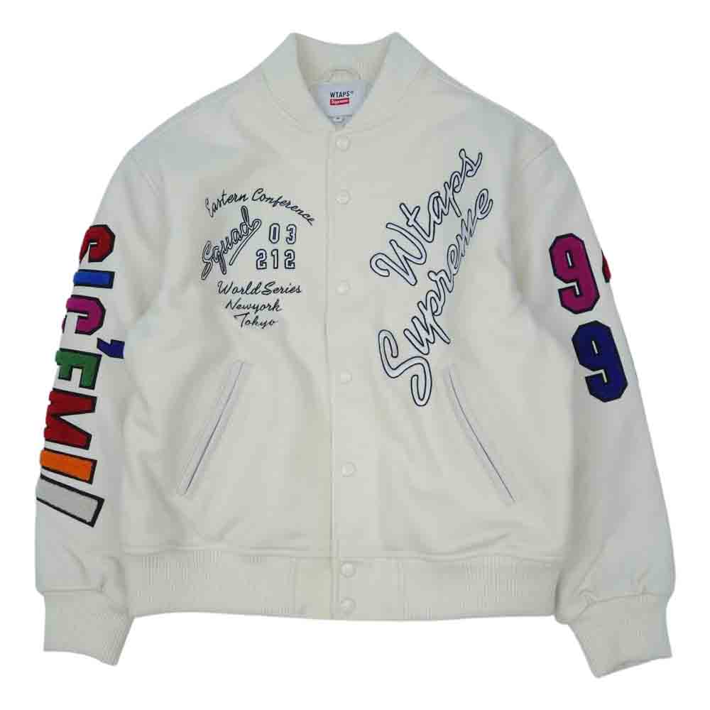 Supreme シュプリーム 21AW 21274SPD-JKM01S × WTAPS ダブルタップス VARSITY JACKET バーシティー ジャケット スタジャン ホワイト系 M【新古品】【未使用】【中古】