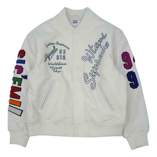 Supreme シュプリーム 21AW 21274SPD-JKM01S × WTAPS ダブルタップス VARSITY JACKET バーシティー ジャケット スタジャン ホワイト系 M【新古品】【未使用】【中古】