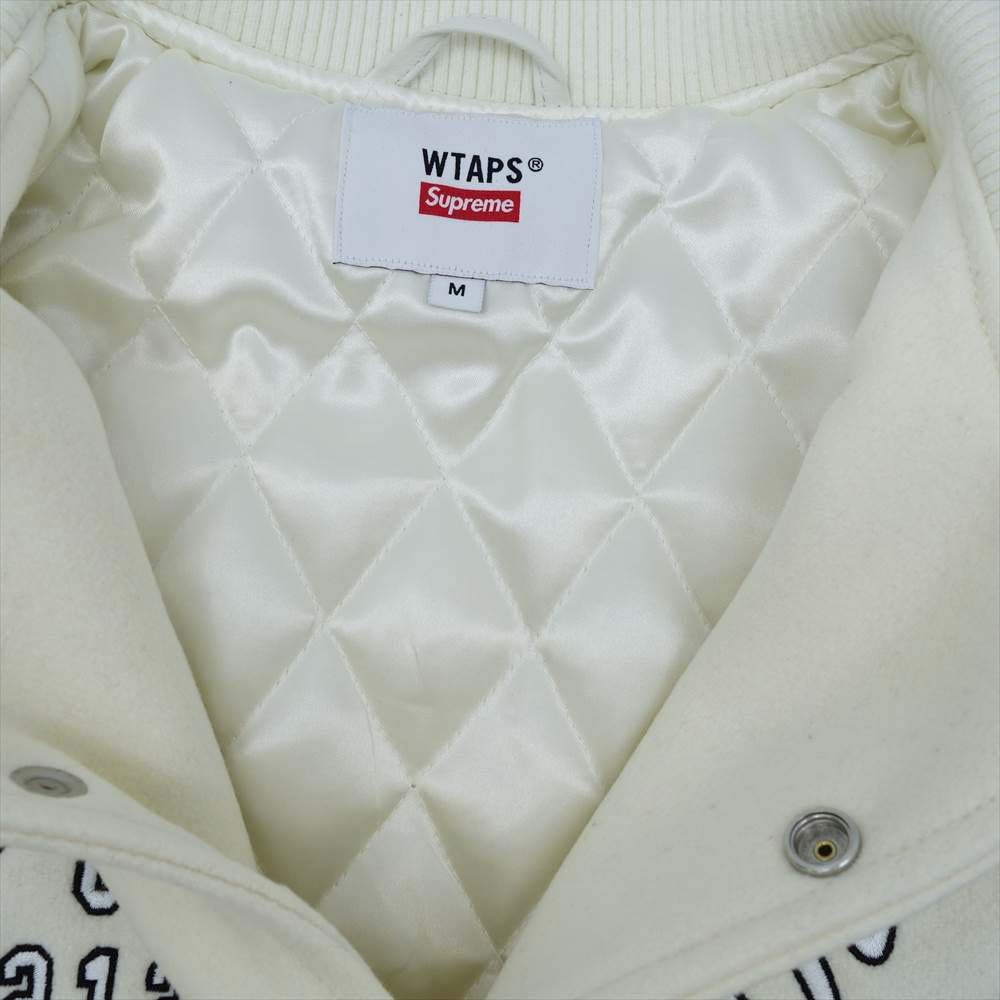 Supreme シュプリーム 21AW 21274SPD-JKM01S × WTAPS ダブルタップス VARSITY JACKET バーシティー ジャケット スタジャン ホワイト系 M【新古品】【未使用】【中古】
