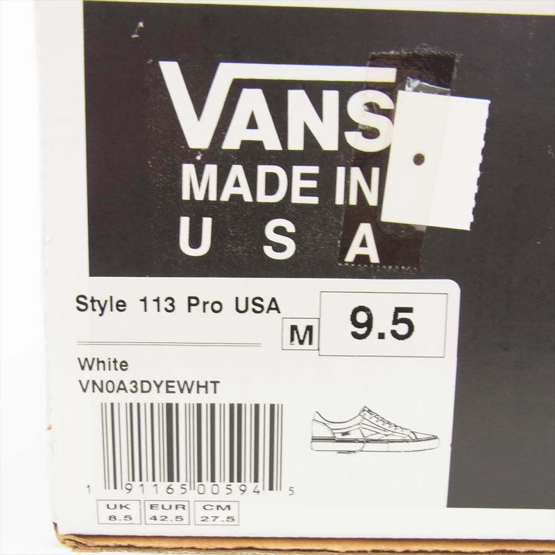 VANS バンズ VN0A3DYEWHT USA製 Style 113 Pro ホワイト系 27.5cm【中古】