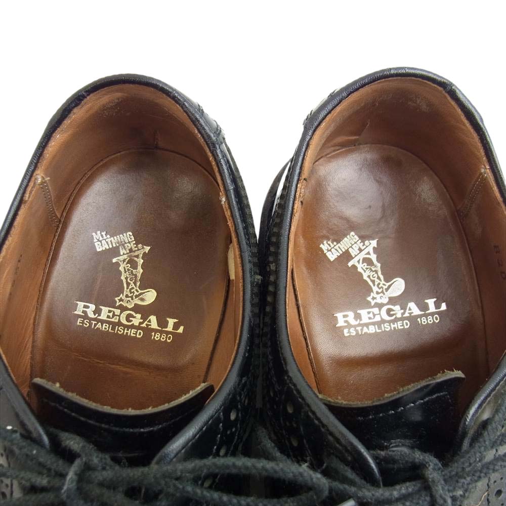 A BATHING APE アベイシングエイプ × REGAL リーガル ウイング チップ メダリオン シューズ ブラック系 24.5 D【中古】
