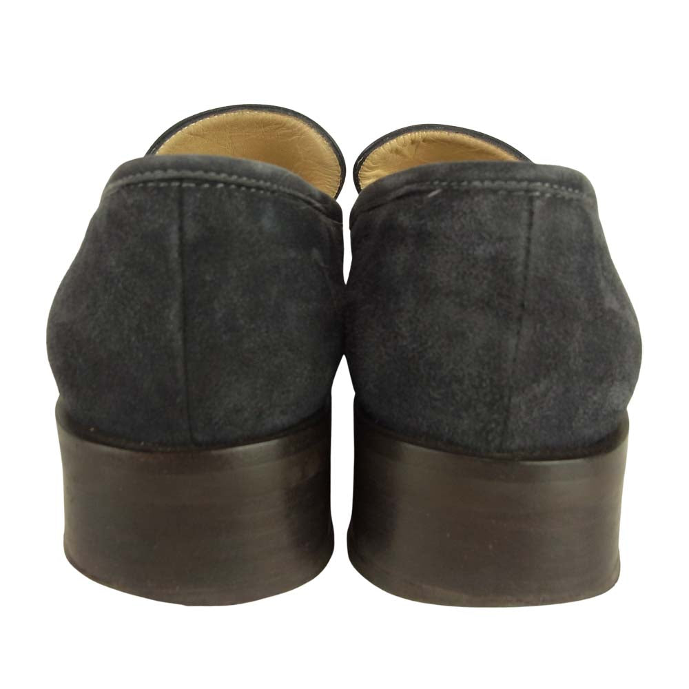 GUCCI グッチ 100 0451 スエード ヒール ローファー ネイビー系 35.5【中古】