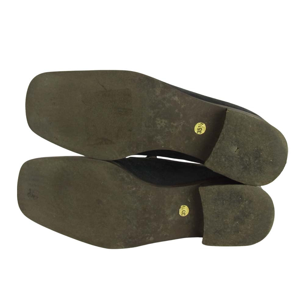 GUCCI グッチ 100 0451 スエード ヒール ローファー ネイビー系 35.5【中古】