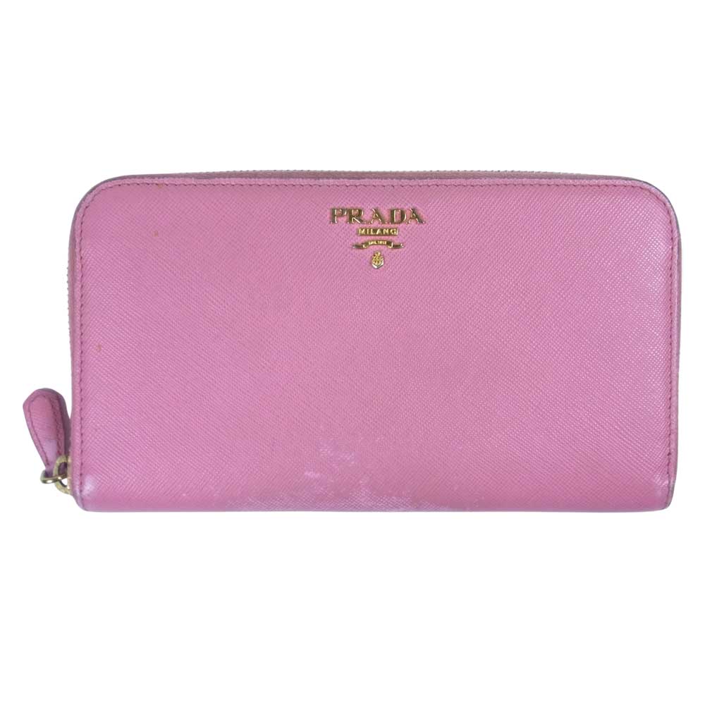 PRADA プラダ 1M0506 ギャラ付き SAFFIANO サフィアーノ ラウンドファスナー 長財布 ウォレット ピンク系【中古】