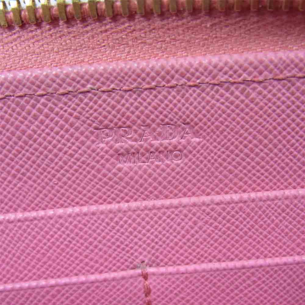 PRADA プラダ 1M0506 ギャラ付き SAFFIANO サフィアーノ ラウンドファスナー 長財布 ウォレット ピンク系【中古】