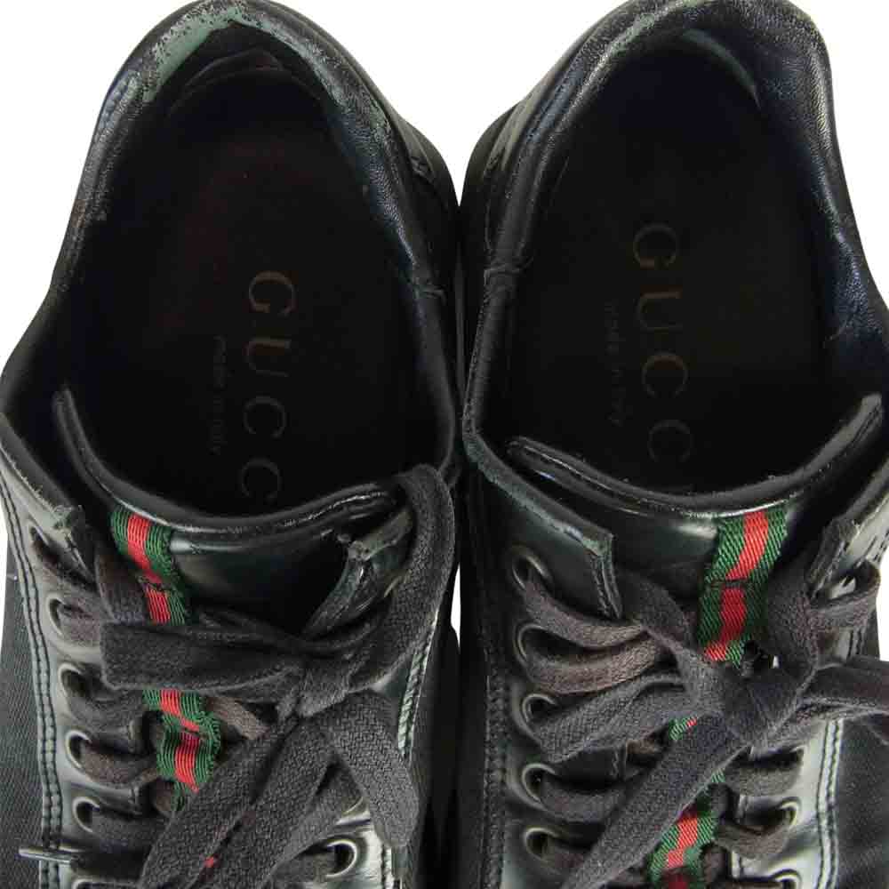 GUCCI グッチ 101 6127 レザー切替 シェリーライン ローカット スニーカー ブラック系 36【中古】