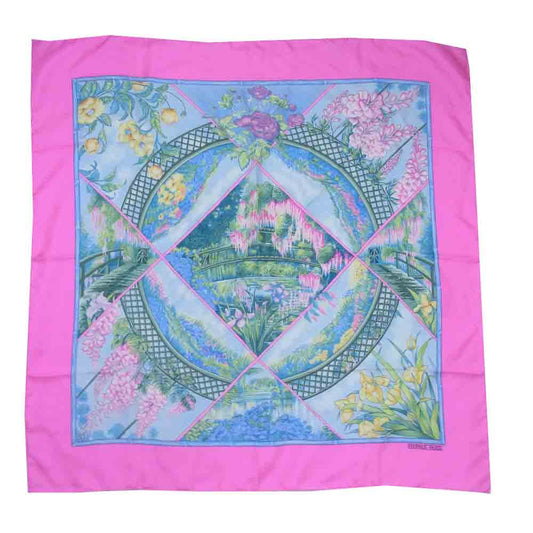 HERMES エルメス カレ 90 GIVERNY シルク フラワー スカーフ ピンク系【中古】