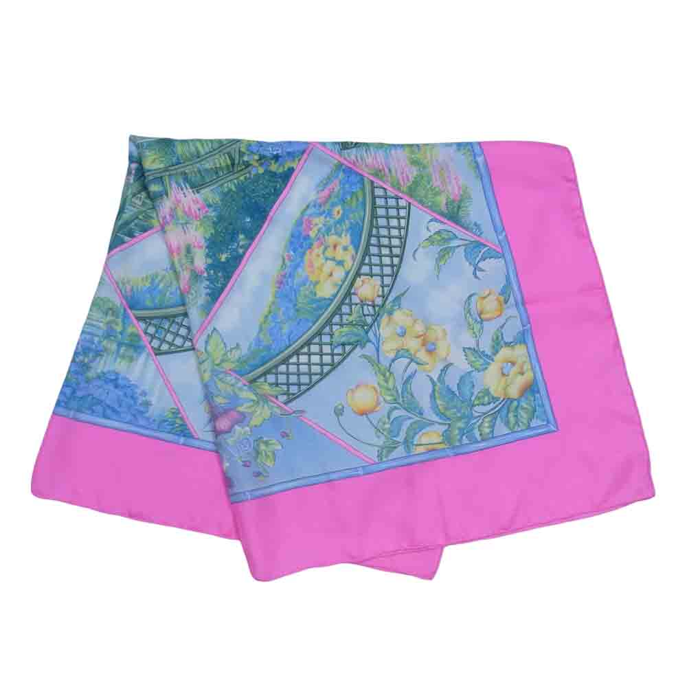 HERMES エルメス カレ 90 GIVERNY シルク フラワー スカーフ ピンク系【中古】