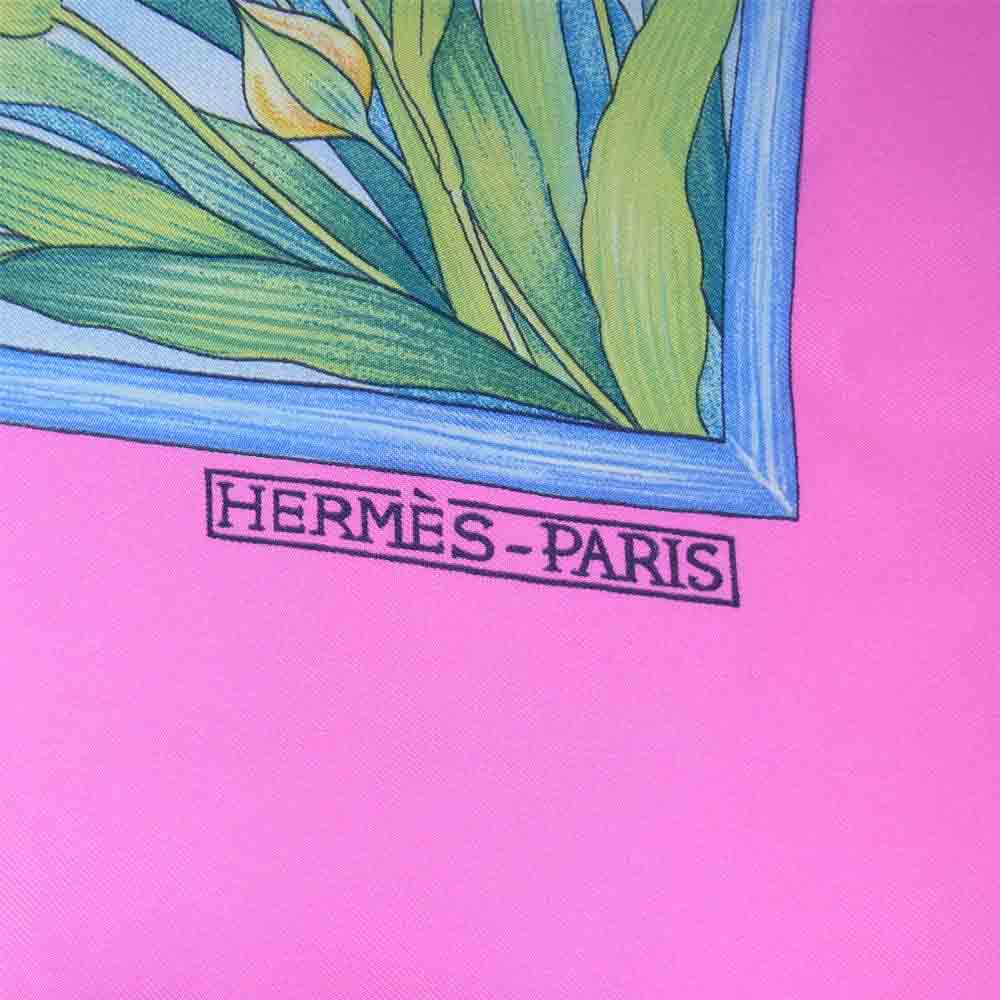 HERMES エルメス カレ 90 GIVERNY シルク フラワー スカーフ ピンク系
