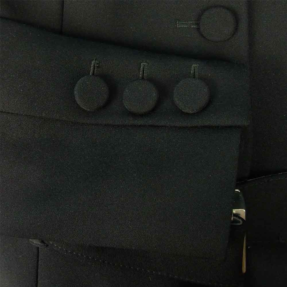 PRADA プラダ サイドプリーツ ロゴバックル ベルテッド コート ブラック系 40【中古】