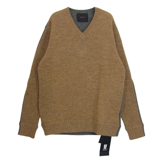 UNDERCOVER アンダーカバー UCR4905 前後配色 Vネック ニット ブラウン系 3【極上美品】【中古】