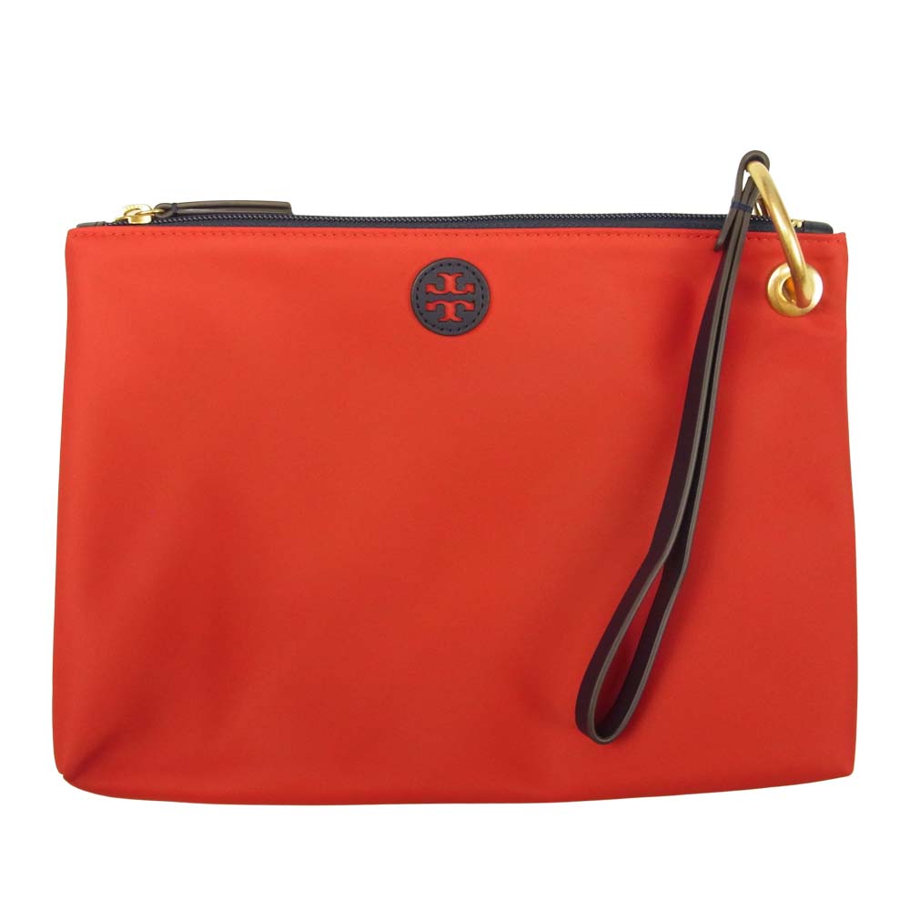 Tory Burch トリーバーチ 未使用品 TRIO PACKABLE NYLON PRINTED POUCH ナイロン ポーチ レッド レッド系【極上美品】【中古】