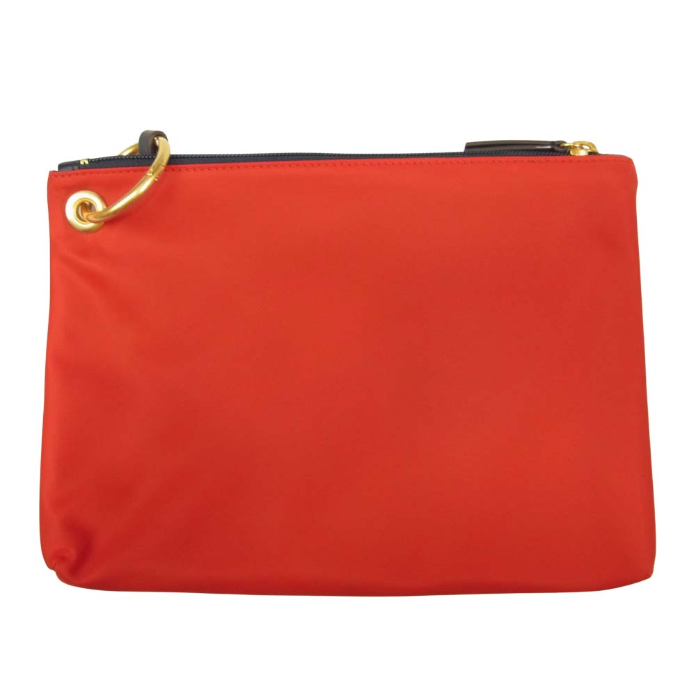 Tory Burch トリーバーチ 未使用品 TRIO PACKABLE NYLON PRINTED POUCH ナイロン ポーチ レッド レッド系【極上美品】【中古】