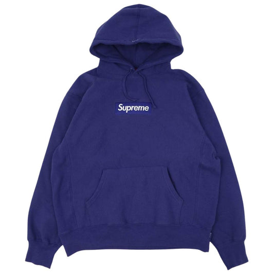 Supreme シュプリーム 21AW Box Logo Hooded Sweatshirt Washed Navy ウォッシュド加工 ボックス ロゴ フーデッド スウェット プルオーバー パーカー パープル系 M【新古品】【未使用】【中古】