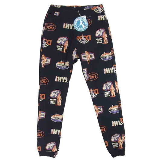 HYSTERIC GLAMOUR ヒステリックグラマー 02203CP04299 TURN IT ON総柄 スウェット パンツ ブラック系 S【新古品】【未使用】【中古】