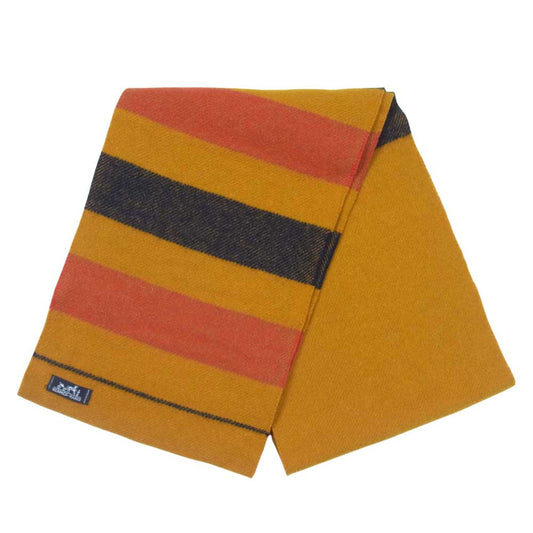 HERMES エルメス ロカバール ストライプ ウール マフラー イエロー系【新古品】【未使用】【中古】