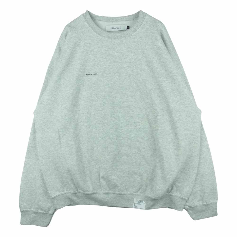 フォーティー パーセント アゲインスト ライツ FPAR バックプリント スウェット クルーネック トレーナー ライトグレー系 L【中古】