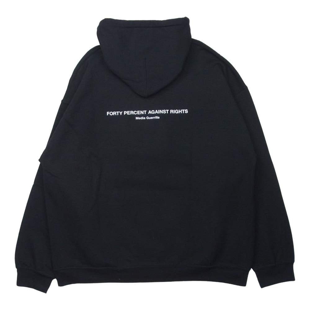 フォーティー パーセント アゲインスト ライツ fpar プリント プルオーバー パーカー コットン ブラック系 XL【中古】
