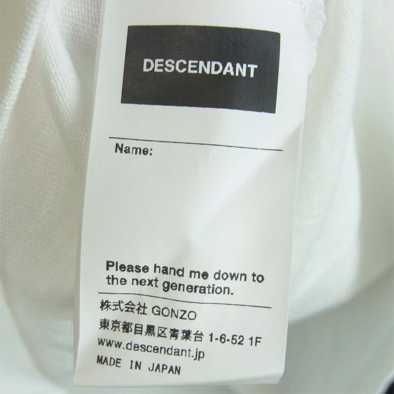 DESCENDANT ディセンダント CACHALOT 刺繍 半袖 Tシャツ コットン 日本製 ホワイト系 2【中古】